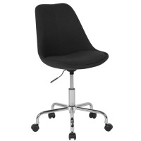 Flash Furniture CH-152783-BK-GG Aurora Series Mid-Back Black Fabric Task Chair with Pneumatic Lift and Chrome Base 